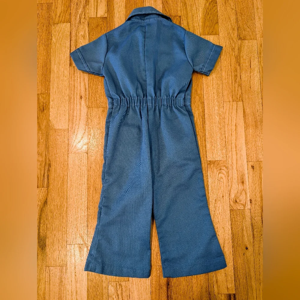 Vintage Jumpsuit Toddler 3T Blue Romper Retro Disco Montgomery Ward Made USA 70s